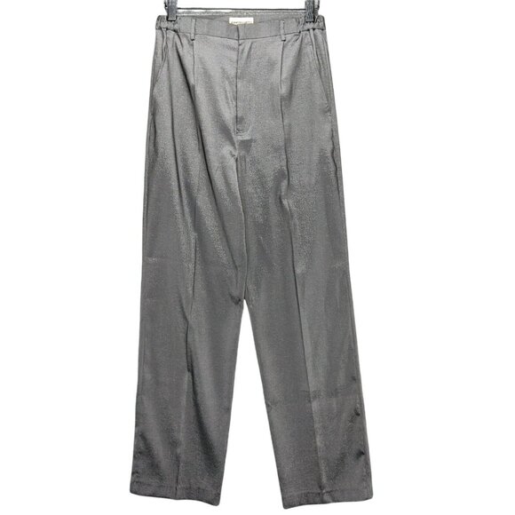 Vtg Jennifer Roberts Dress Pants Womens Metallic Grey High Rise Pleated Size S - Picture 1 of 12